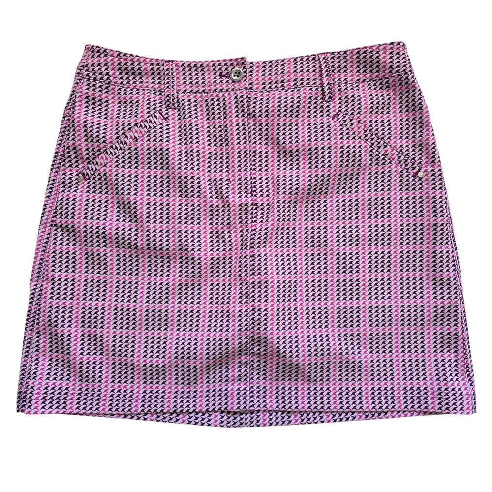 Nivo Women's Active Performance Golf Skort Pink Purple Houndstooth 8